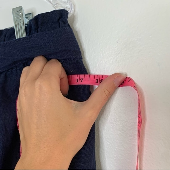 Mark & Spencer navy blue linen wide leg belted pant - Picture 7 of 11